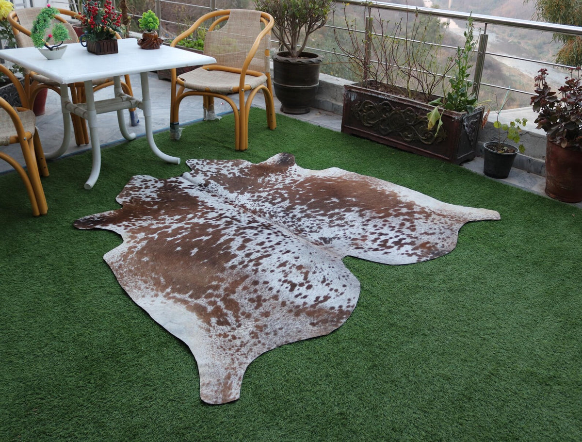 Genuine Brown and White Cowhide Rug-Exclusive Spotted Cow Skin Rug