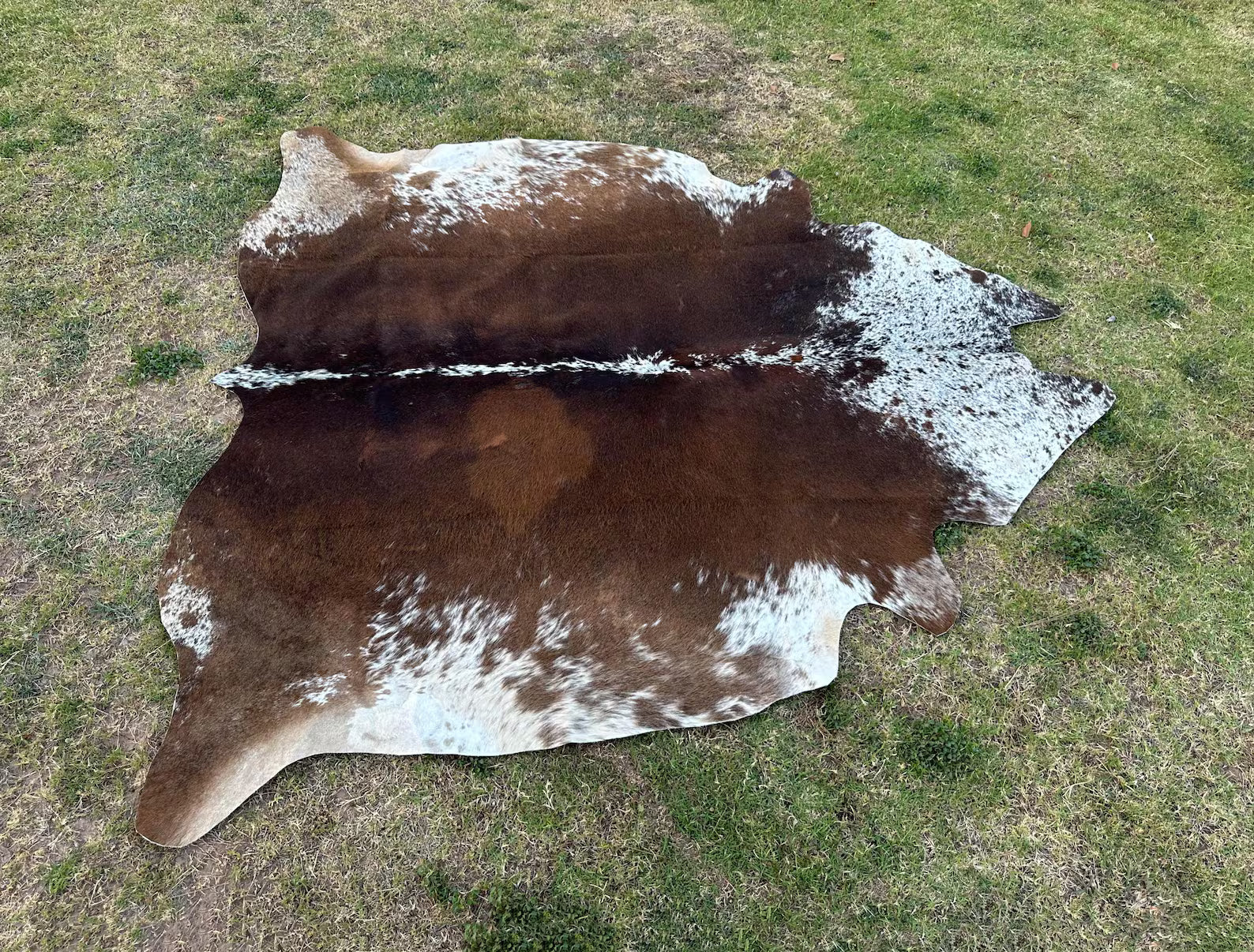 Brazilian Cowhide Area Rug Tricolor Cowhide Genuine Brown and White Cowhide Rug-Exclusive Spotted Cow Skin Rug-Large Cowhide Rug
