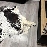 Black and White Spotted Cowhide Rug Genuine Leather Hide