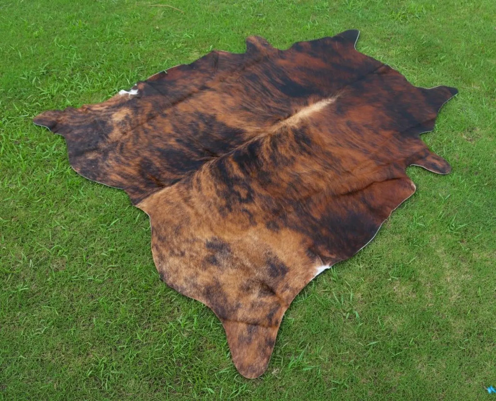 Genuine Brindle Cowhide Rug Tricolor Brazilian Animal Skin Area Rug
