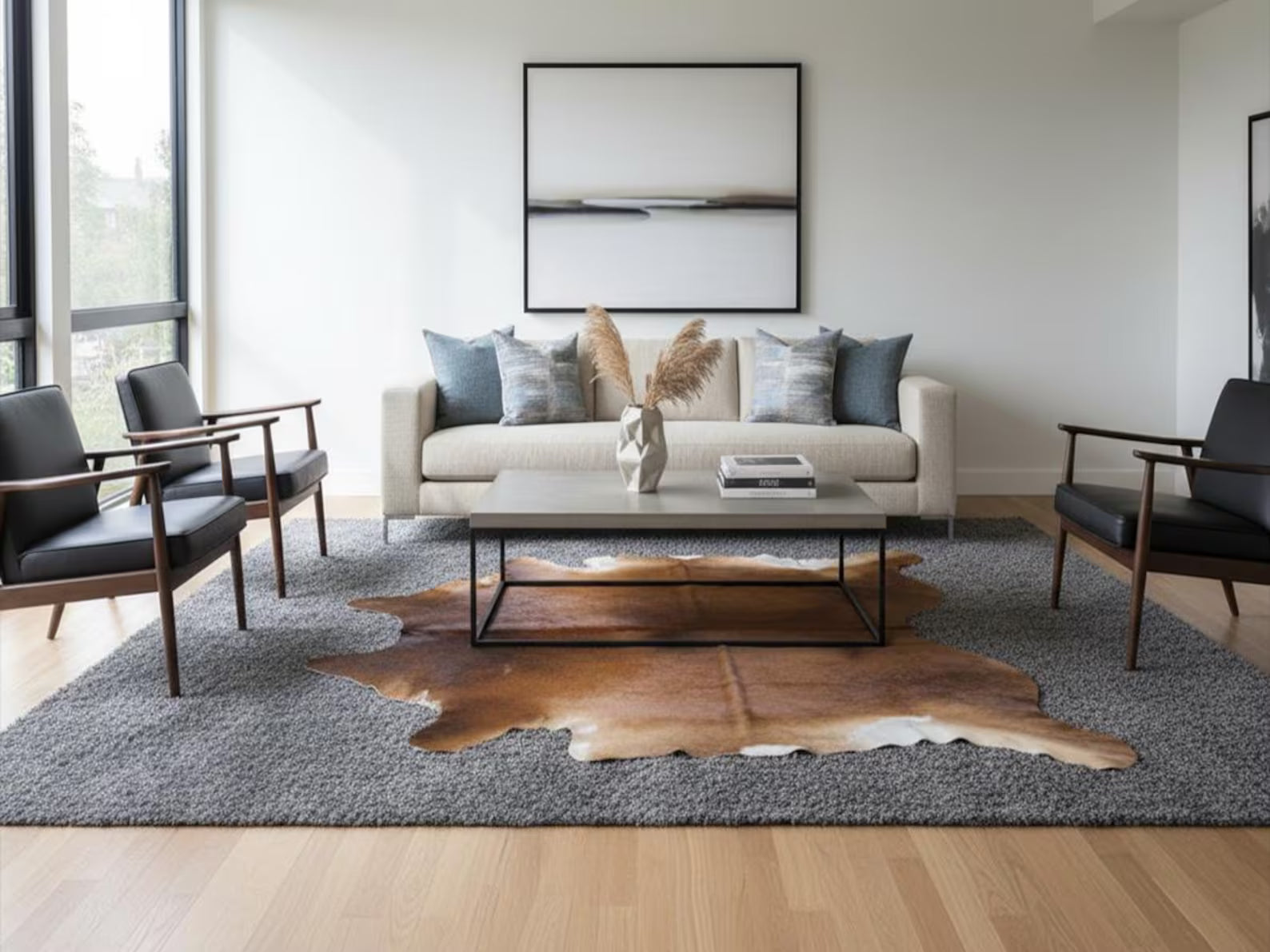 Genuine Brindle Cowhide Rug Natural Tricolor Brazilian Animal Skin Rug