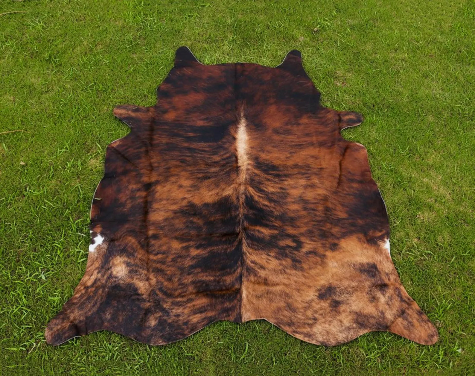 Genuine Brindle Cowhide Rug Tricolor Brazilian Animal Skin Area Rug