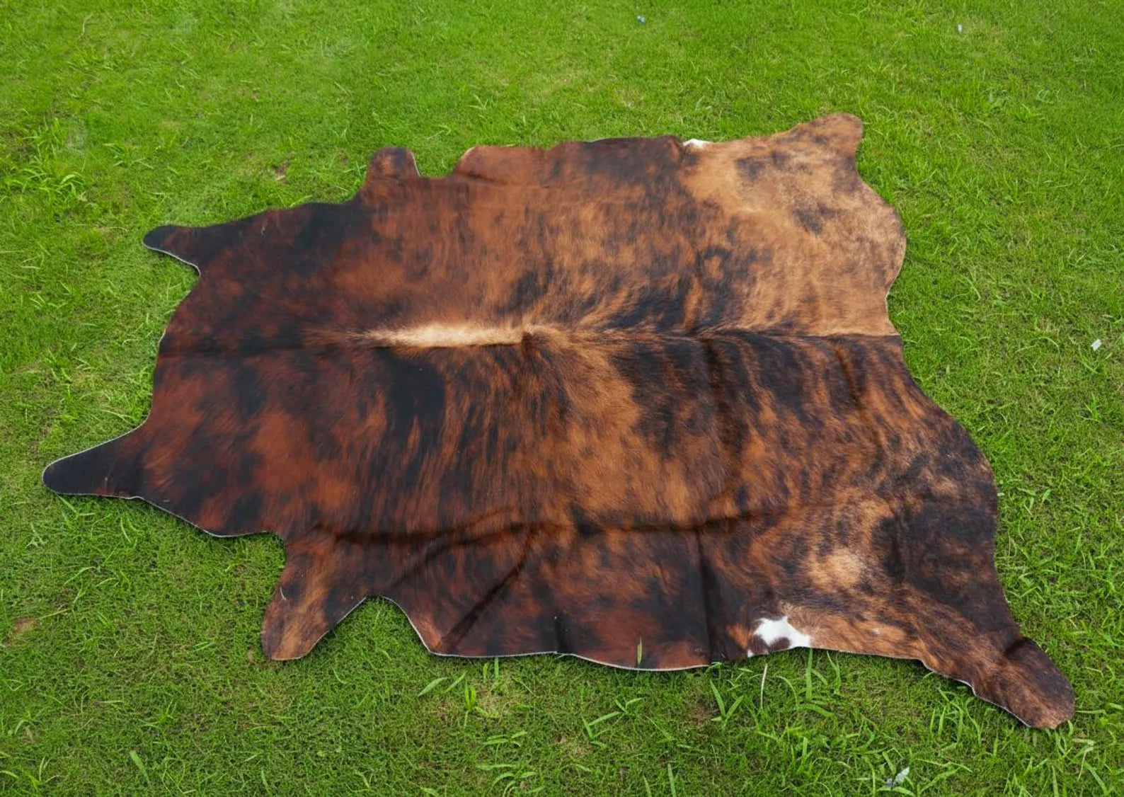 Genuine Brindle Cowhide Rug Tricolor Brazilian Animal Skin Area Rug