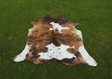 Genuine Brindle Cowhide Rug – Natural Tricolor Brazilian Animal Skin Area Rug