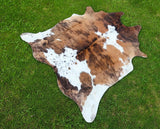 Genuine Brindle Cowhide Rug – Natural Tricolor Brazilian Animal Skin Area Rug