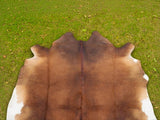 Genuine Brindle Cowhide Rug Natural Tricolor Brazilian Animal Skin Rug