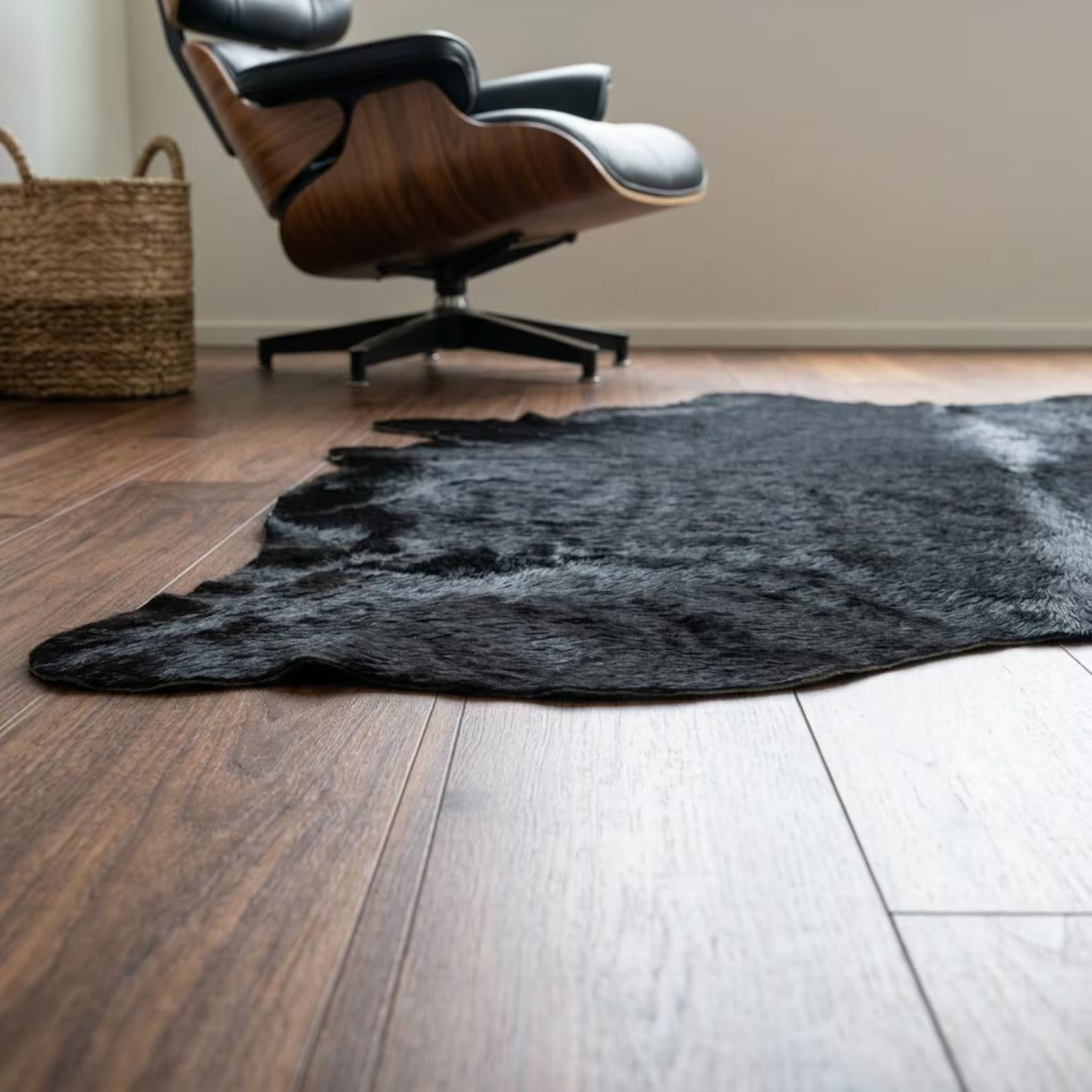 Black Cowhide Rug with Speckled Hair Price in Pakistan | Premium Genuine Cow Skin Rug | Export Quality