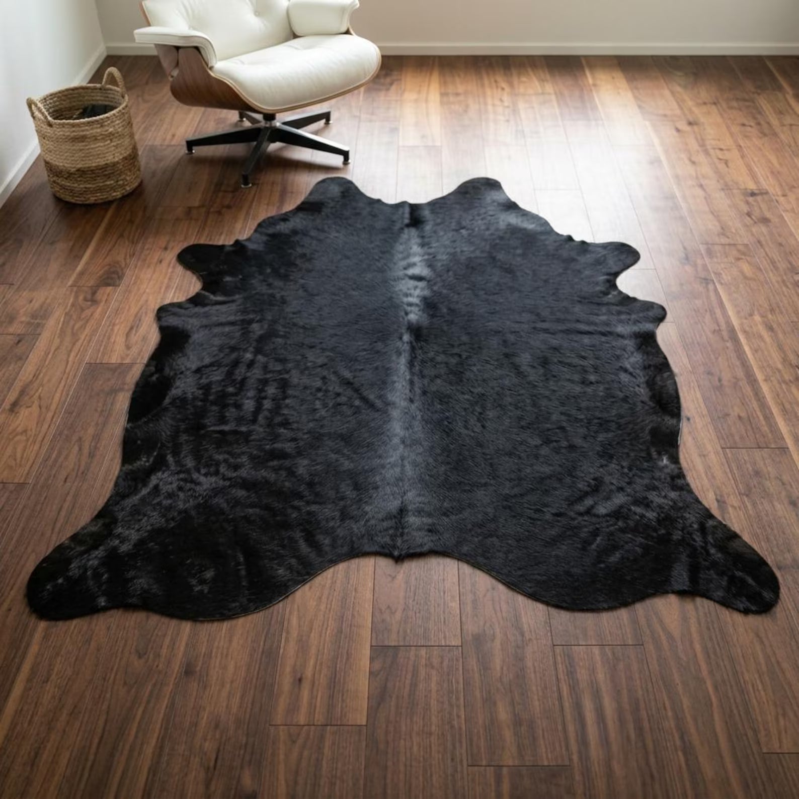 Black Cowhide Rug with Speckled Hair Price in Pakistan | Premium Genuine Cow Skin Rug | Export Quality