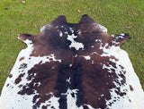 Natural Dark Brown and White Cowhide - Brindle Cow Skin - Hair on Cowhide - Real Cow Rug