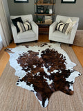 Premium Dark Brown Tricolor Genuine Cowhide Rug Price in Pakistan | Natural Cow Skin Leather Carpet
