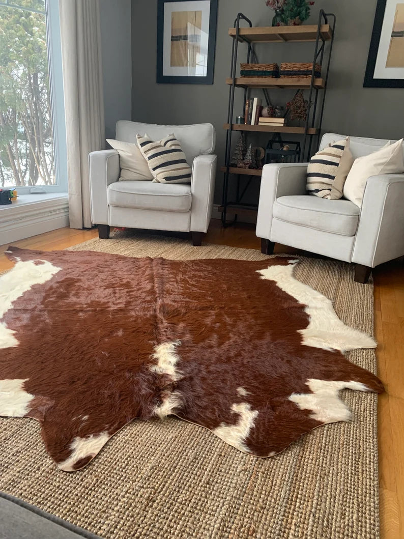 Premium Dark Brown Genuine Cowhide Rug Price in Pakistan | 100% Natural Cow Skin Leather Carpet