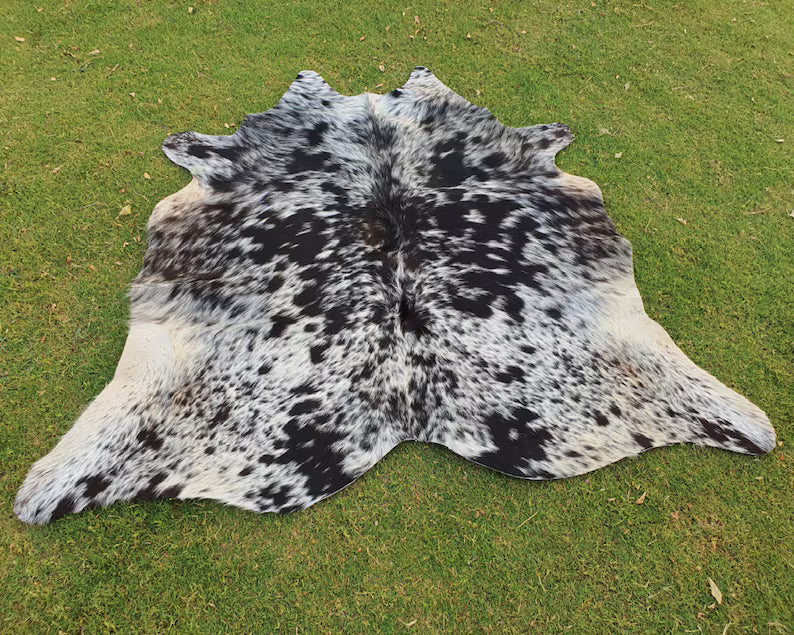 Premium Salt & Pepper Cow Hide Rug | Genuine Black & White Speckled Cowhide | Cow Hide Rug Price in Pakistan | Natural Cow Skin Rug