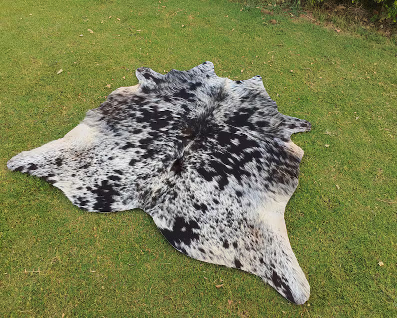Premium Salt & Pepper Cow Hide Rug | Genuine Black & White Speckled Cowhide | Cow Hide Rug Price in Pakistan | Natural Cow Skin Rug