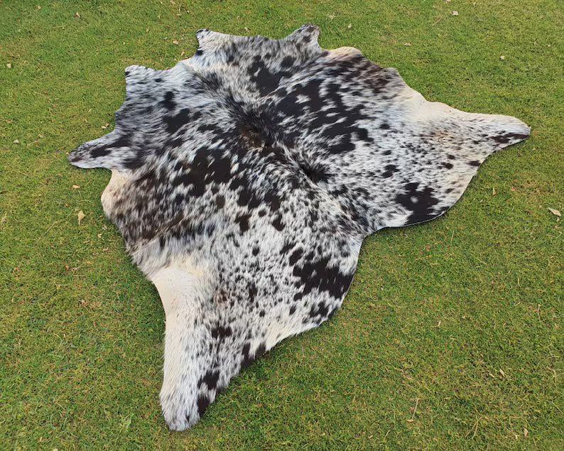 Premium Salt & Pepper Cow Hide Rug | Genuine Black & White Speckled Cowhide | Cow Hide Rug Price in Pakistan | Natural Cow Skin Rug