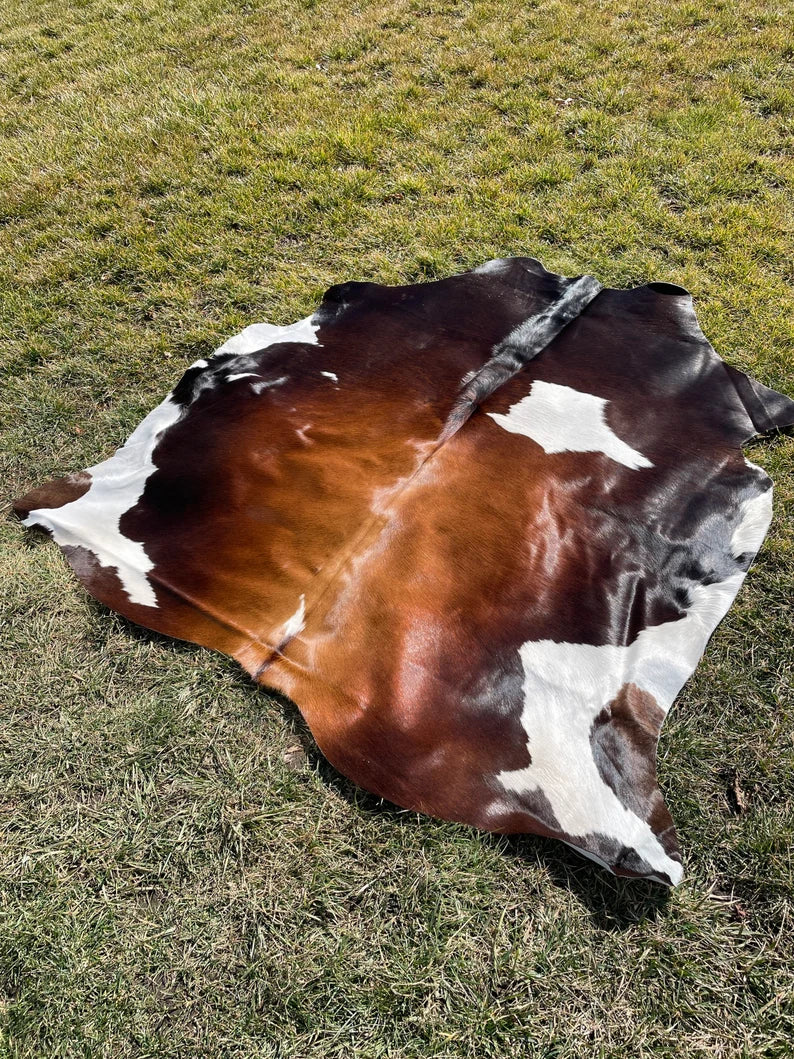 Premium Tricolor Cow Hide Rug | Genuine Brown Black & White Cowhide Rug | Cow Hide Rug Price in Pakistan | Natural Cow Skin Carpet