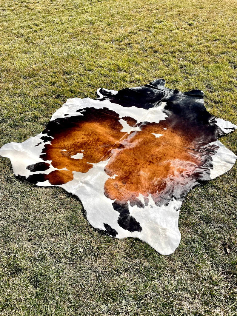 Premium Tricolor Cow Hide Rug | Genuine Brown Black & White Cowhide Rug | Cow Hide Rug Price in Pakistan | Natural Cow Skin Carpet