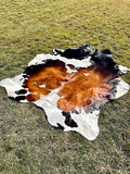 Premium Tricolor Cow Hide Rug | Genuine Brown Black & White Cowhide Rug | Cow Hide Rug Price in Pakistan | Natural Cow Skin Carpet
