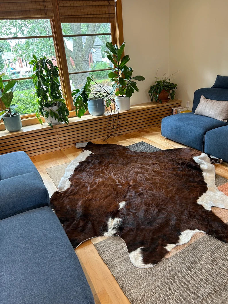 Premium Dark Brown Genuine Cowhide Rug Price in Pakistan | 100% Natural Cow Skin Leather Carpet