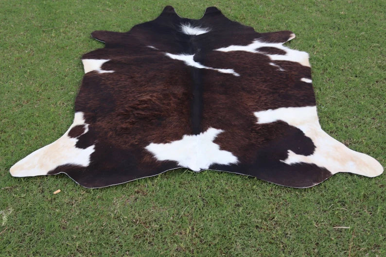 Premium Dark Brown & White Cow Hide Rug | Genuine Cowhide Rug | Cow Hide Rug Price in Pakistan | Natural Cow Skin Carpet