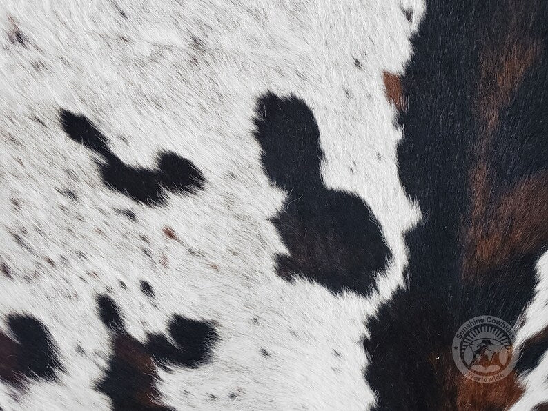Premium White & Brown Spotted Genuine Cowhide Rug Price in Pakistan | Natural Cow Skin Leather Carpet