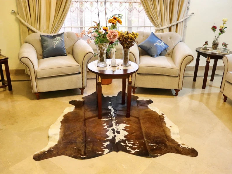 Premium Light Brown & White Speckled Genuine Cowhide Rug