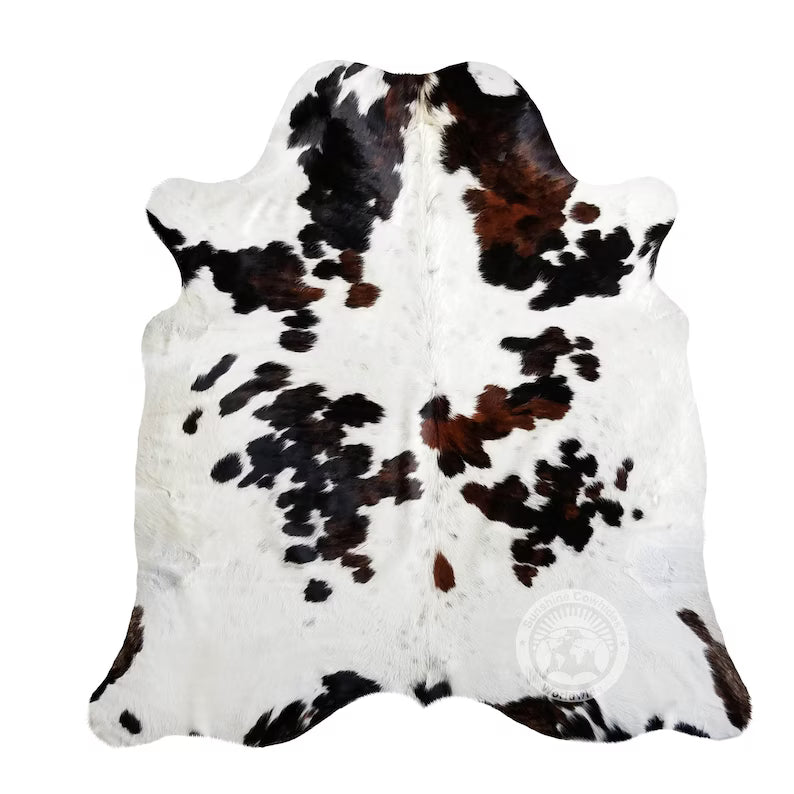 Premium White & Brown Spotted Genuine Cowhide Rug Price in Pakistan | Natural Cow Skin Leather Carpet