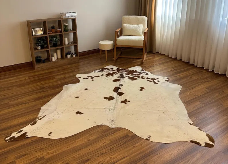 Premium White & Brown Genuine Cowhide Rug – Natural Cow Skin Rug | Cowhide Rugs Price in Pakistan
