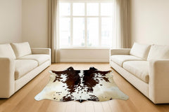 Natural Brown & White Genuine Cowhide Rug | Authentic Hair-On Cow Skin Leather Area Rug
