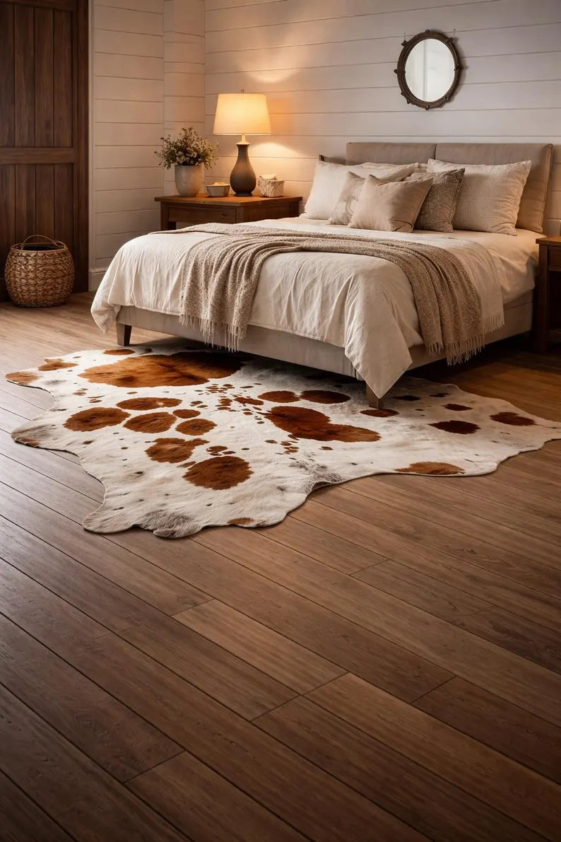 Premium Brown & White Genuine Cowhide Rug Price in Pakistan | Natural Cow Skin Leather