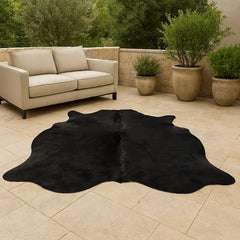 Premium Solid Black Genuine Cowhide Rug Price in Pakistan | 100% Natural Cow Skin Leather Carpet