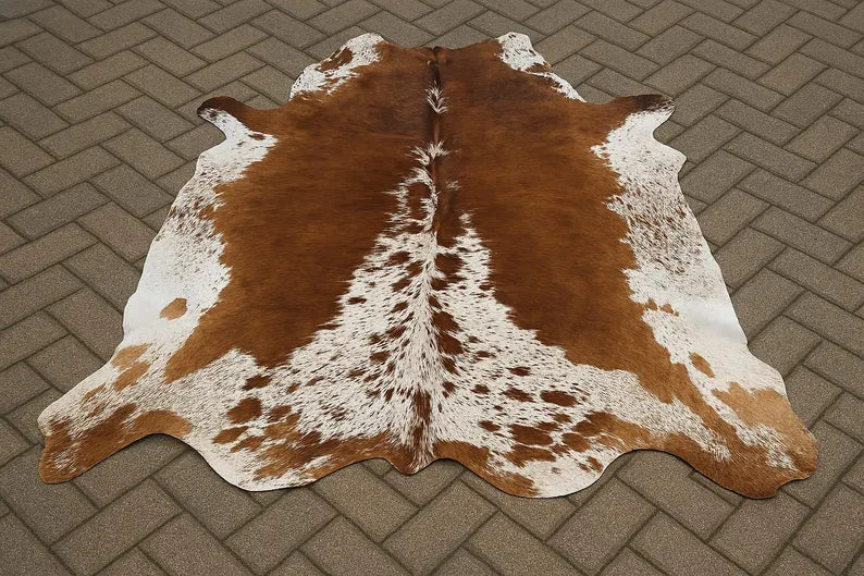 Premium Brown & White Genuine Cowhide Rug