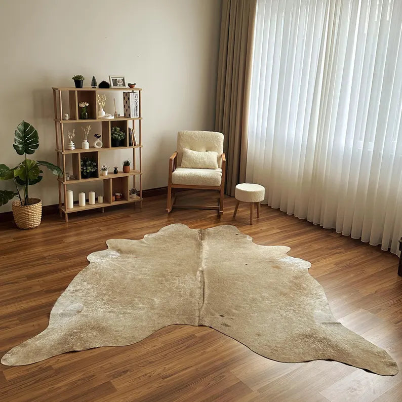 Premium Solid Beige Genuine Cowhide Rug – Natural Cow Skin Rug | Cowhide Rugs Price in Pakistan