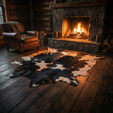 Premium Black & White Cowhide Rug – Genuine Natural Cow Skin Area Rug for Boho, Modern & Luxury Home Décor