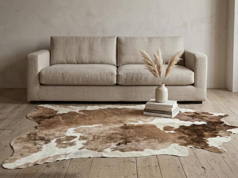 Premium Light Brown & White Genuine Cowhide Rug Price in Pakistan | Natural Cow Skin Leather