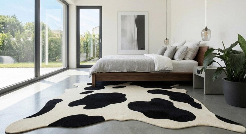 Premium Black & White Genuine Cowhide Rug Price in Pakistan | 100% Natural Cow Skin Leather Carpet