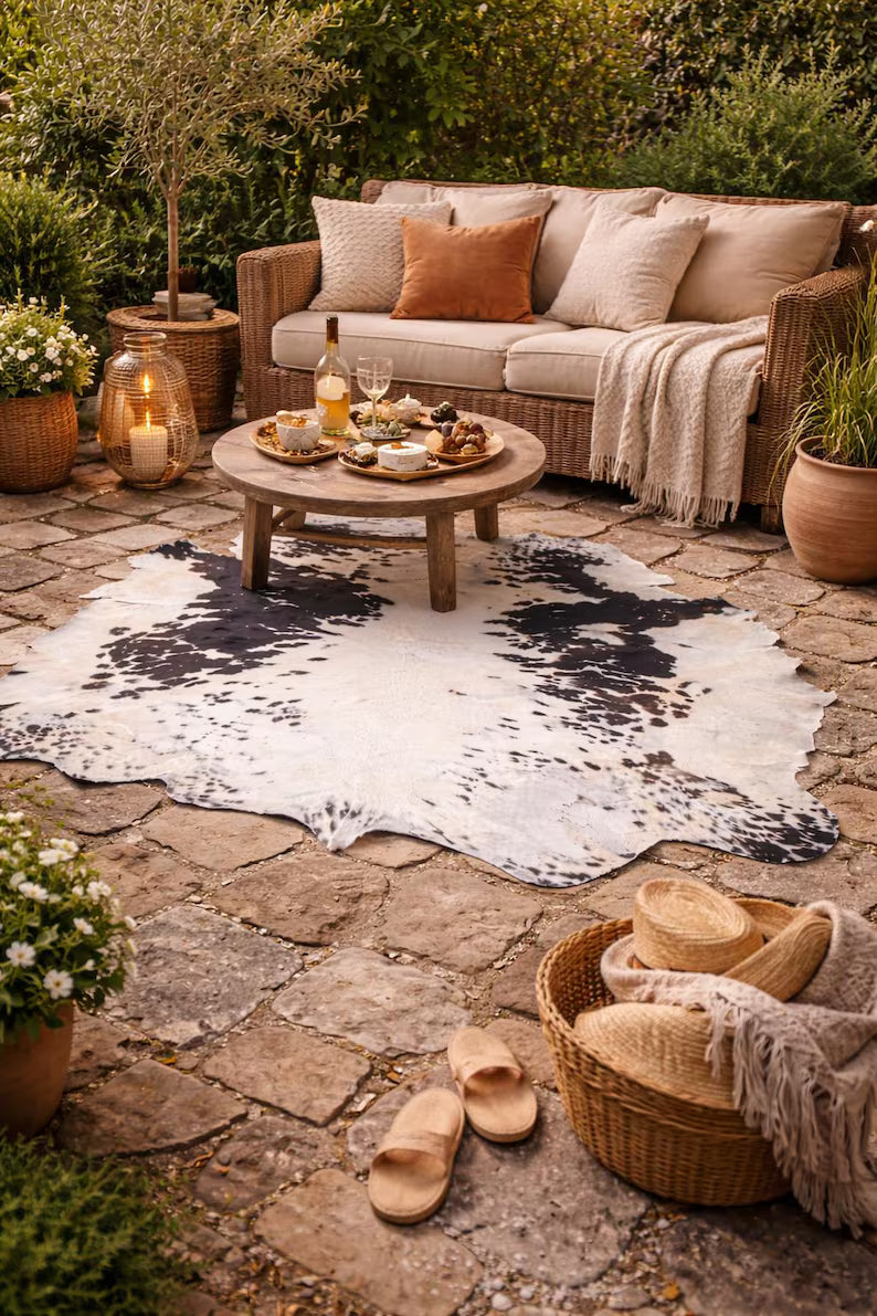 Premium Black & White Genuine Cowhide Rug Price in Pakistan | Natural Cow Skin Leather Carpet