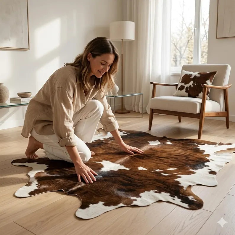 Premium Tricolor Genuine Cowhide Rug Price in Pakistan | Natural Cow Hide Rugs