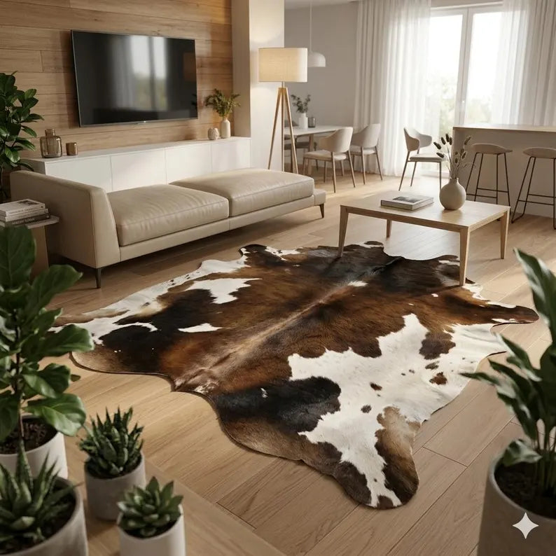Premium Tricolor Genuine Cowhide Rug Price in Pakistan | Natural Cow Hide Rugs