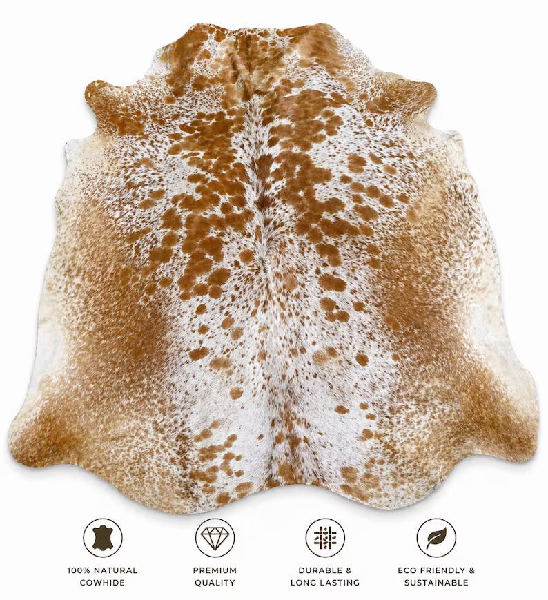 Premium Tan & White Genuine Cowhide Rug Price in Pakistan | Natural Cow Skin Rug