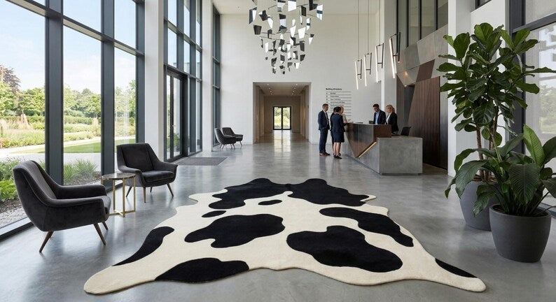 Premium Black & White Genuine Cowhide Rug Price in Pakistan | 100% Natural Cow Skin Leather Carpet