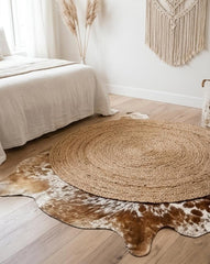 Premium Brown & White Speckled Genuine Cowhide Rug Price in Pakistan | Natural Cow Skin Leather Carpet