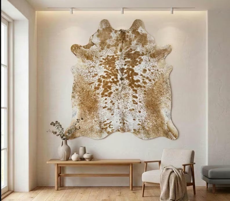 Premium Tan & White Genuine Cowhide Rug Price in Pakistan | Natural Cow Skin Rug