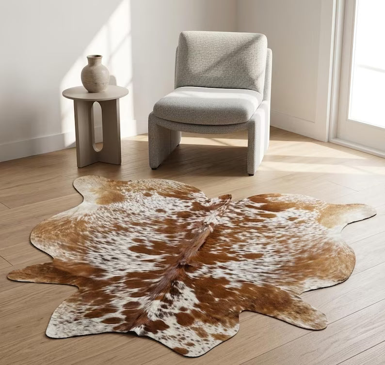 Premium Brown & White Speckled Genuine Cowhide Rug Price in Pakistan | Natural Cow Skin Leather Carpet