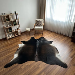 Premium Solid Black Cow Hide Rug | Genuine Black Cowhide Rug | Cow Hide Rug Price in Pakistan | Luxury Natural Cow Skin Carpet