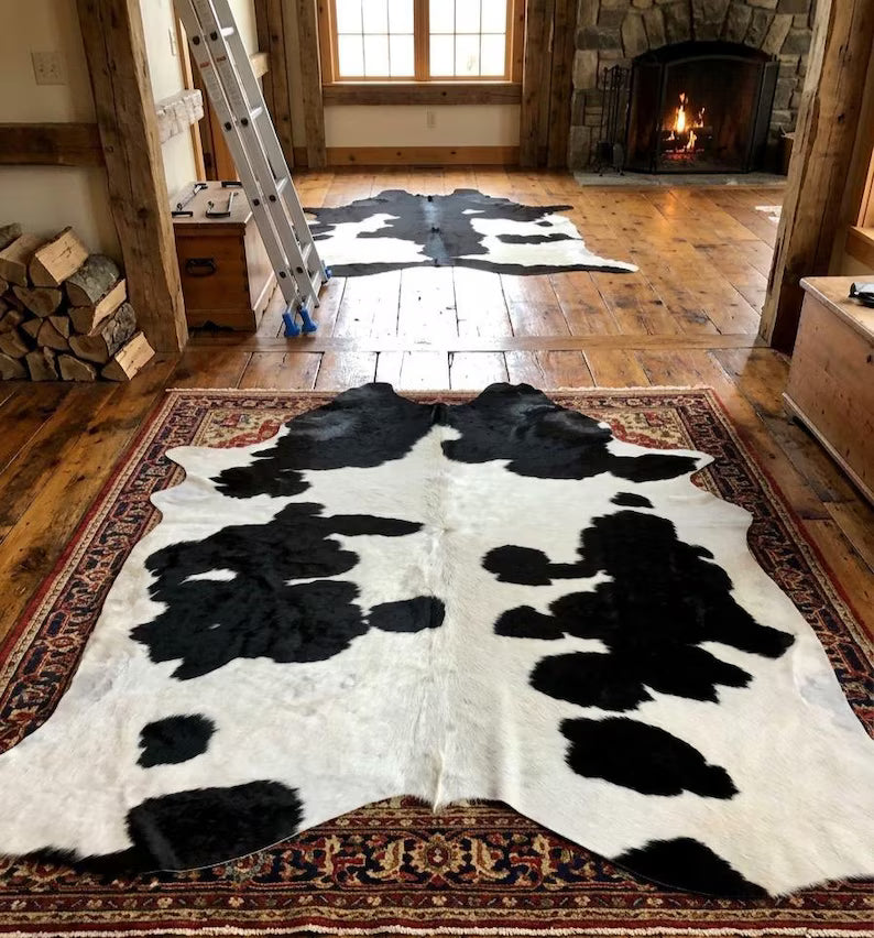 Premium Black & White Cow Hide Rug | Genuine Cowhide Rug | Cow Hide Rug Price in Pakistan | Luxury Cow Skin Carpet