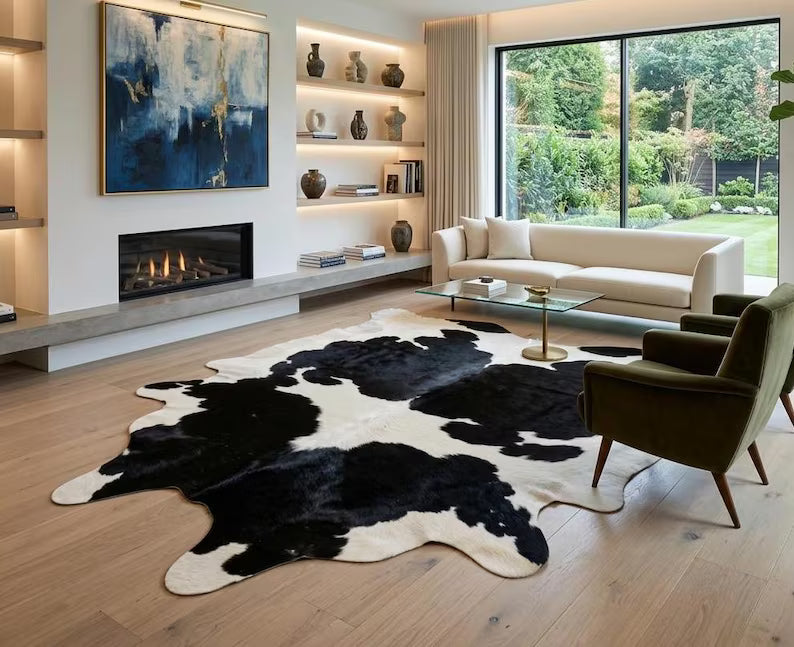 Premium Black & White Cow Hide Rug | Genuine Cowhide Rug | Cow Hide Rug Price in Pakistan | Luxury Cow Skin Carpet
