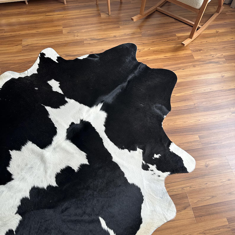 Premium Black & White Genuine Cowhide Rug in Pakistan | Natural Cow Skin Rug