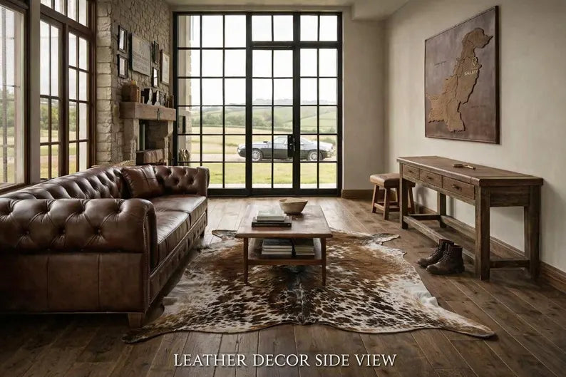 Premium Brown Speckled Genuine Cowhide Rug Price in Pakistan | Natural Cow Skin Leather Carpet