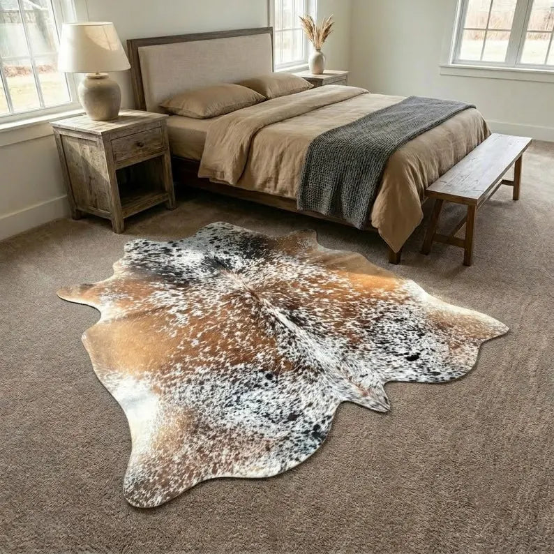 Premium Speckled Brown Genuine Cowhide Rug Price in Pakistan | Natural Cow Skin Leather Carpet
