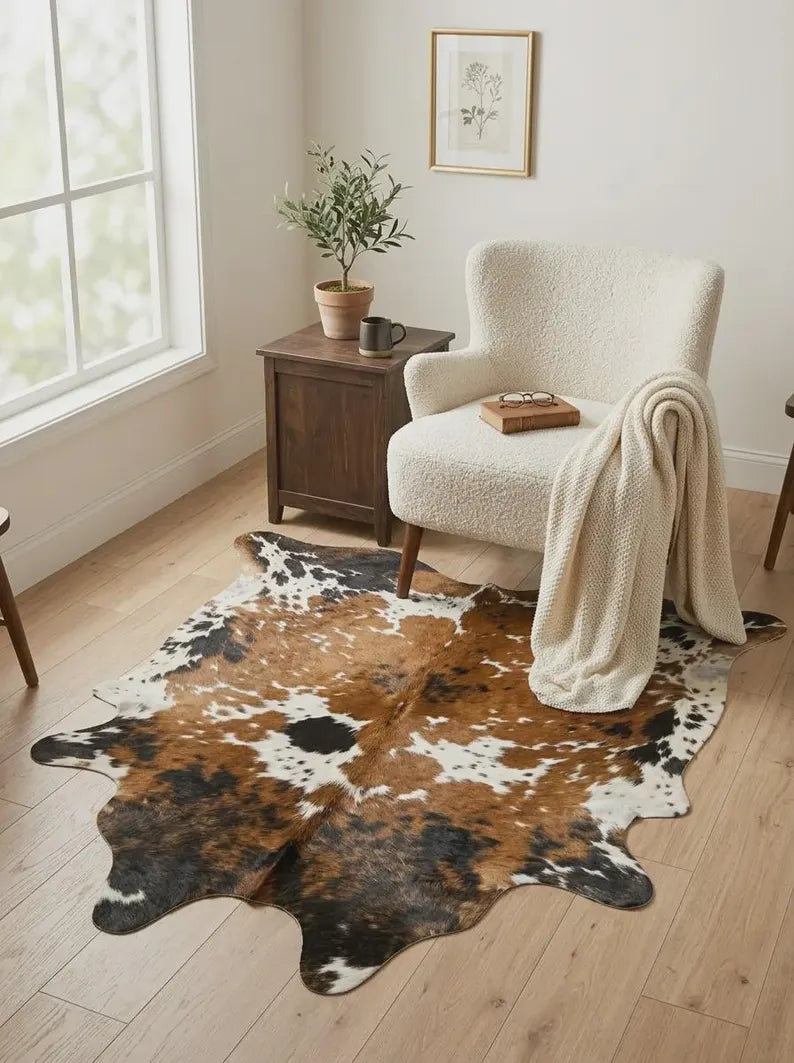 Speckled Brown & White Cowhide Rug in Pakistan | Luxury Natural Cow Skin Carpet